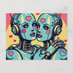 Twee Vrouwen robots in liefde Briefkaart