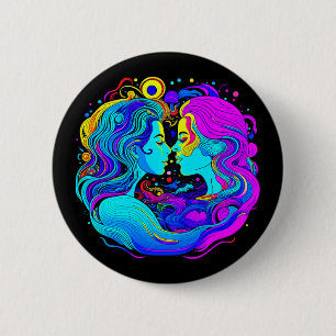 Twee vrouwen ronde button 5,7 cm