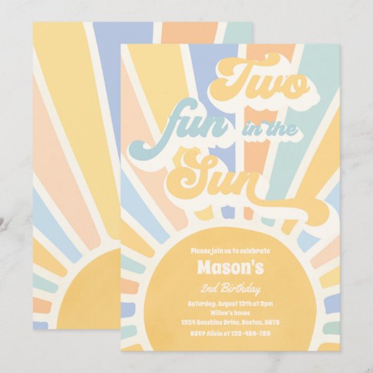 Twee vun in zonnescherm 2e verjaardag blauwe stral kaart (Voorkant / Achterkant)