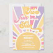 Twee vun in zonnescherm 2e verjaardag Roze stralen Kaart (Voorkant)
