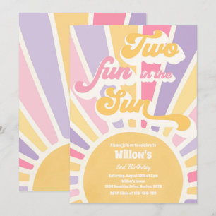 Twee vun in zonnescherm 2e verjaardag Roze stralen Kaart