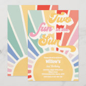 Twee vun in zonnescherm 2e verjaardag Roze stralen Kaart (Voorkant / Achterkant)