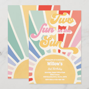 Twee vun in zonnescherm 2e verjaardag Roze stralen Kaart