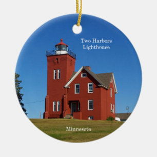 Twee vuurtoren van Harbors Keramisch Ornament