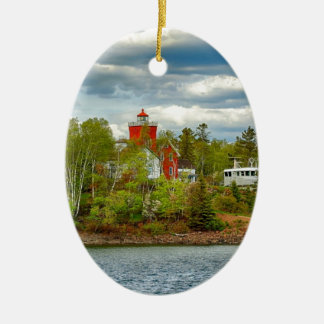 Twee vuurtoren van Harbors (zomer) Keramisch Ornament