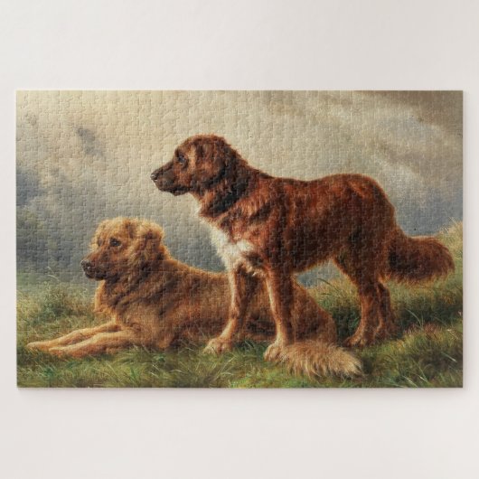 Twee waakzame honden legpuzzel (Horizontaal)