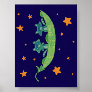 Twee wasberen in een erwtenpeul   Whimsical Folk A Poster