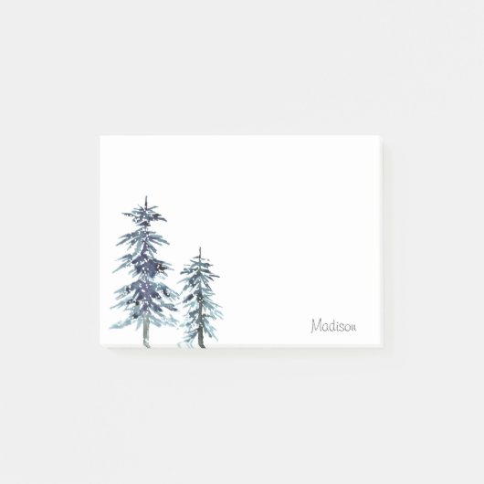 Twee Waterverf winterpingbomen Post-it® Notes (Voorkant)