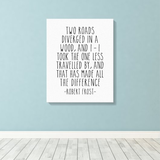 Twee wegen in een hout, Robert Frost Canvas Afdruk (Insitu (Houten vloer))