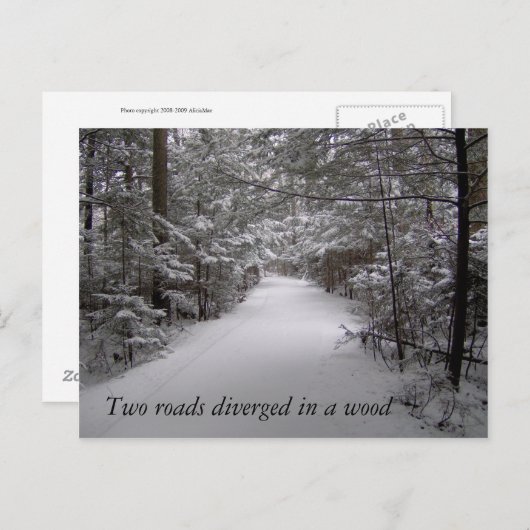 Twee wegen lopen uiteen in een briefkaart van de h (Voorkant / Achterkant)