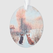 Twee Welsh Corgis in sneeuw Ornament (voorkant)