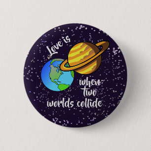 Twee werelden verzamelen ronde button 5,7 cm