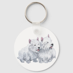 Twee West Highland White Terriërs Sleutelhanger