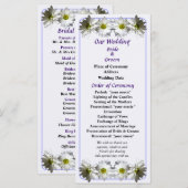 Twee White Frilly Daisies Wedding Programme Programma (Voorkant / Achterkant)