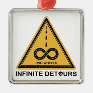 Twee wielen oneindige omwegen fietsen metalen ornament