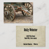Twee wielen van een Westerne wagen Visitekaartje (Voorkant / Achterkant)