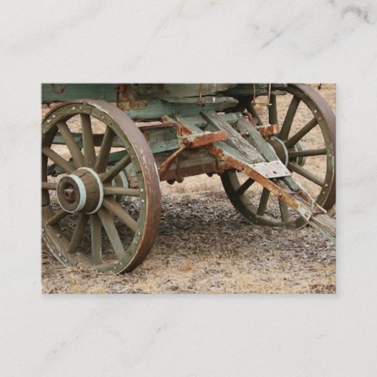 Twee wielen van een Westerne wagen Visitekaartje (Voorkant)