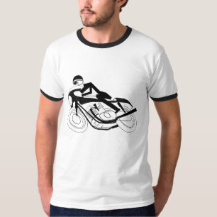 Twee wielvoetafdruk zwart t-shirt
