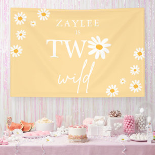Twee Wild 2e verjaardag Boho Daisy Welkom Spandoek