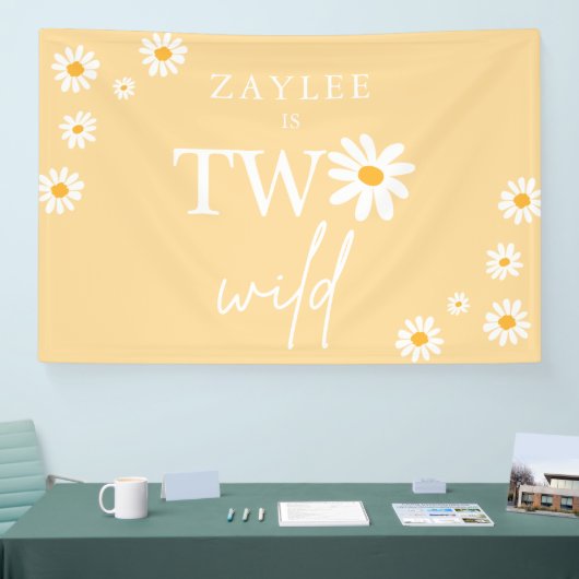 Twee Wild 2e verjaardag Boho Daisy Welkom Spandoek (Beurs)