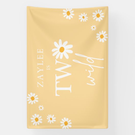 Twee Wild 2e verjaardag Boho Daisy Welkom Spandoek (Verticaal)