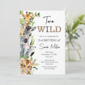 Twee Wild 2e Verjaardagsfeestuitnodiging Kaart (Staand voorkant)