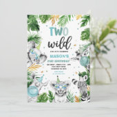 Twee Wild Birthday Gold Safari Oerwoud Animals Par Kaart (Staand voorkant)