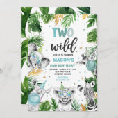 Twee Wild Birthday Gold Safari Oerwoud Animals Par Kaart (Voorkant / Achterkant)