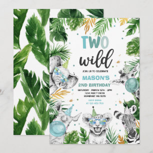 Twee Wild Birthday Gold Safari Oerwoud Animals Par Kaart