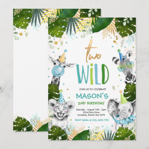 Twee Wild Birthday Gold Safari Oerwoud Animals Par Kaart