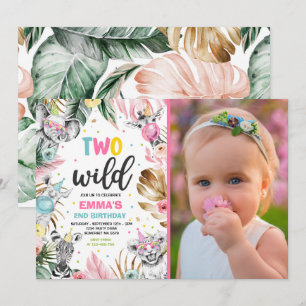 Twee Wild Birthday Gold Safari Oerwouden Partij Kaart