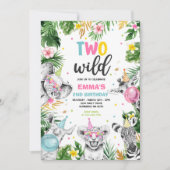 Twee Wild Birthday Gold Safari Oerwouden Partij Kaart (Voorkant)