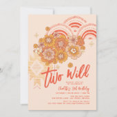 Twee Wild Boho Floral Groovy 2e verjaardag Kaart (Voorkant)