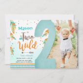 Twee Wild Boho Tribal Feathers Boy Tweede verjaard Kaart (Voorkant)