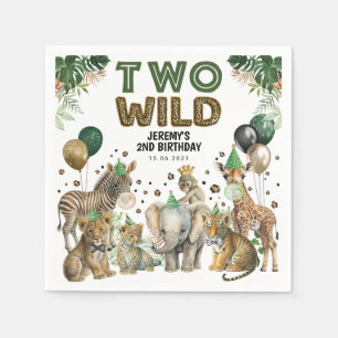 Twee Wild Boy 2e verjaardag Safari Party Dieren Servet