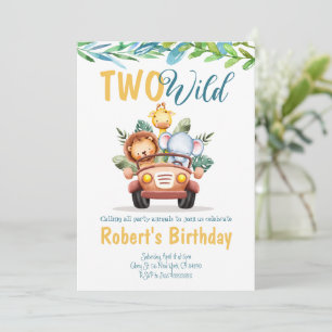 Twee Wild Boy Safari Birthday Uitnodiging