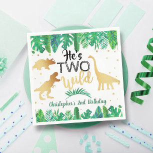 Twee Wild Dinosaur Boys 2e verjaardag Servet