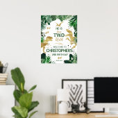 Twee Wild Dinosaur kinder 2e verjaardag Welkom Poster (Thuiskantoor)