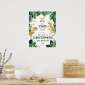 Twee Wild Dinosaur kinder 2e verjaardag Welkom Poster (Keuken)