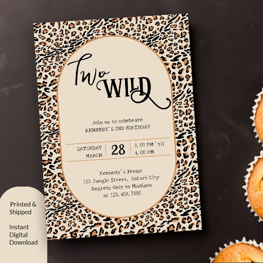 Twee Wild Leopard Print Neutraal 2e Verjaardag Kaart