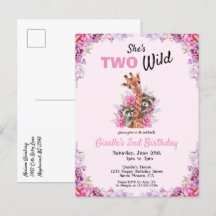 Twee Wild Pink Safari Giraffe Floral Birthday Part