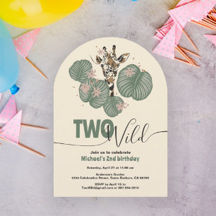 Twee Wild Safari Giraffe Animal Verjaardagsfeest Kaart