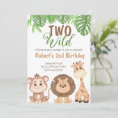 Twee Wild Safari Lion Giraffe Birthday Kaart (Staand voorkant)