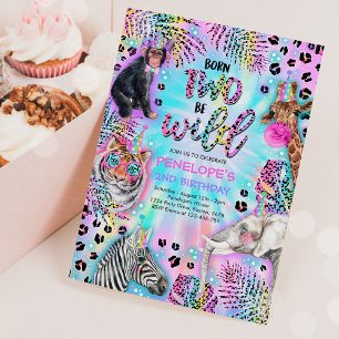 Twee Wild Safari Neon Rainbow Cheetah Birthday Kaart