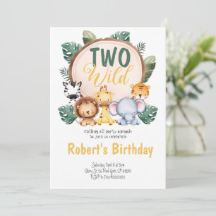 Twee Wild Safari Party Birthday Uitnodiging