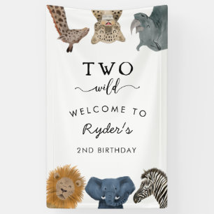 Twee Wild Safari Theme Boy's 2e verjaardag Banner