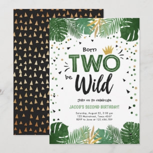 Twee Wild Tropical Safari Gold Boy tweede verjaard Kaart