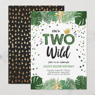 Twee Wild Tropical Safari Gold Boy tweede verjaard Kaart