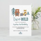 Twee Wild Woodland Animal tweede verjaardag Kaart (Staand voorkant)