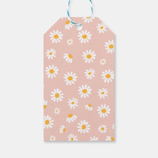 Twee Wilde 2de verjaardag Boho Retro Daisy Cadeaulabel (Achterkant)